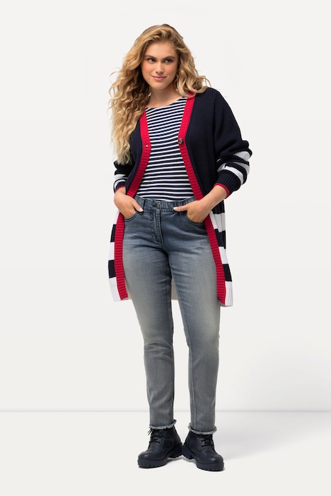 Jeans Sarah, Fransensaum, schmales Bein, Elastikbund