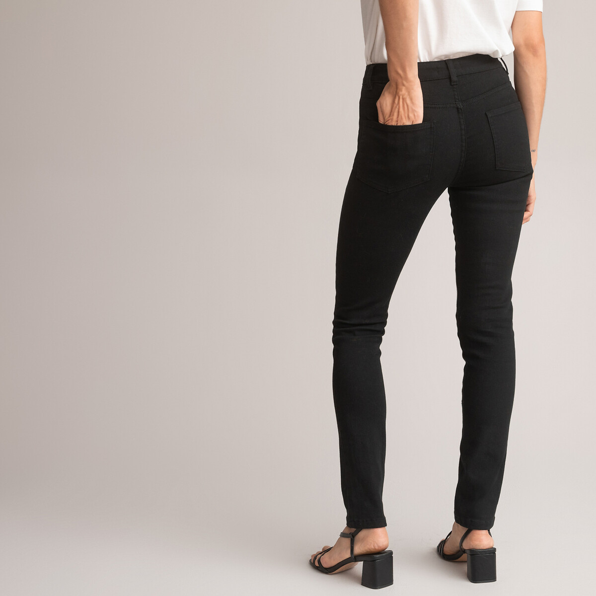 LA REDOUTE COLLECTIONS<br>Calças de algodão elástico, corte slim com 5 bolsos