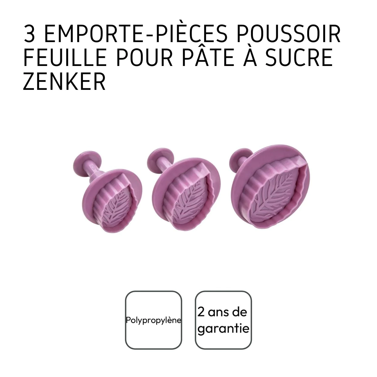 Lot de 3 emporte-pièces poussoir motif feuille Sweet Sensation Zenker