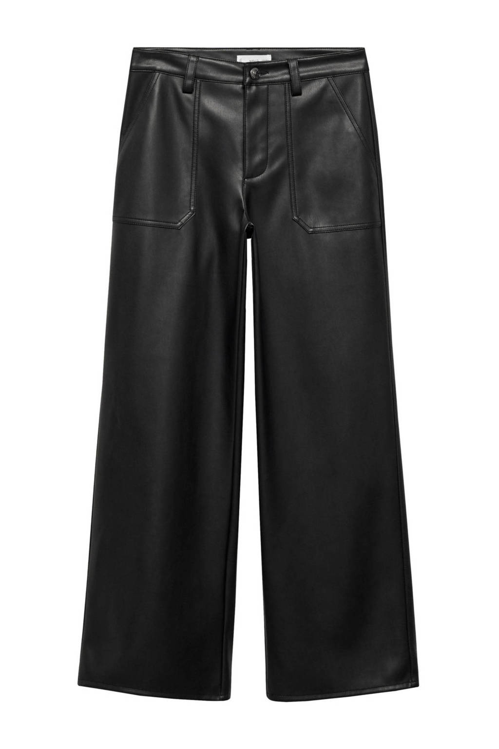 MANGO TEEN imitatieleren broek zwart