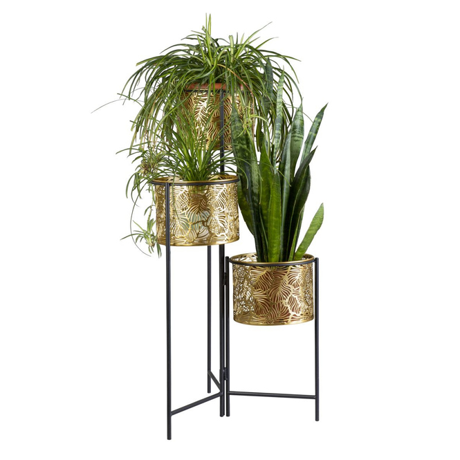 Pflanzetagere - gold, schwarz - aus Metall - ca. 42 x 42 x 80 cm