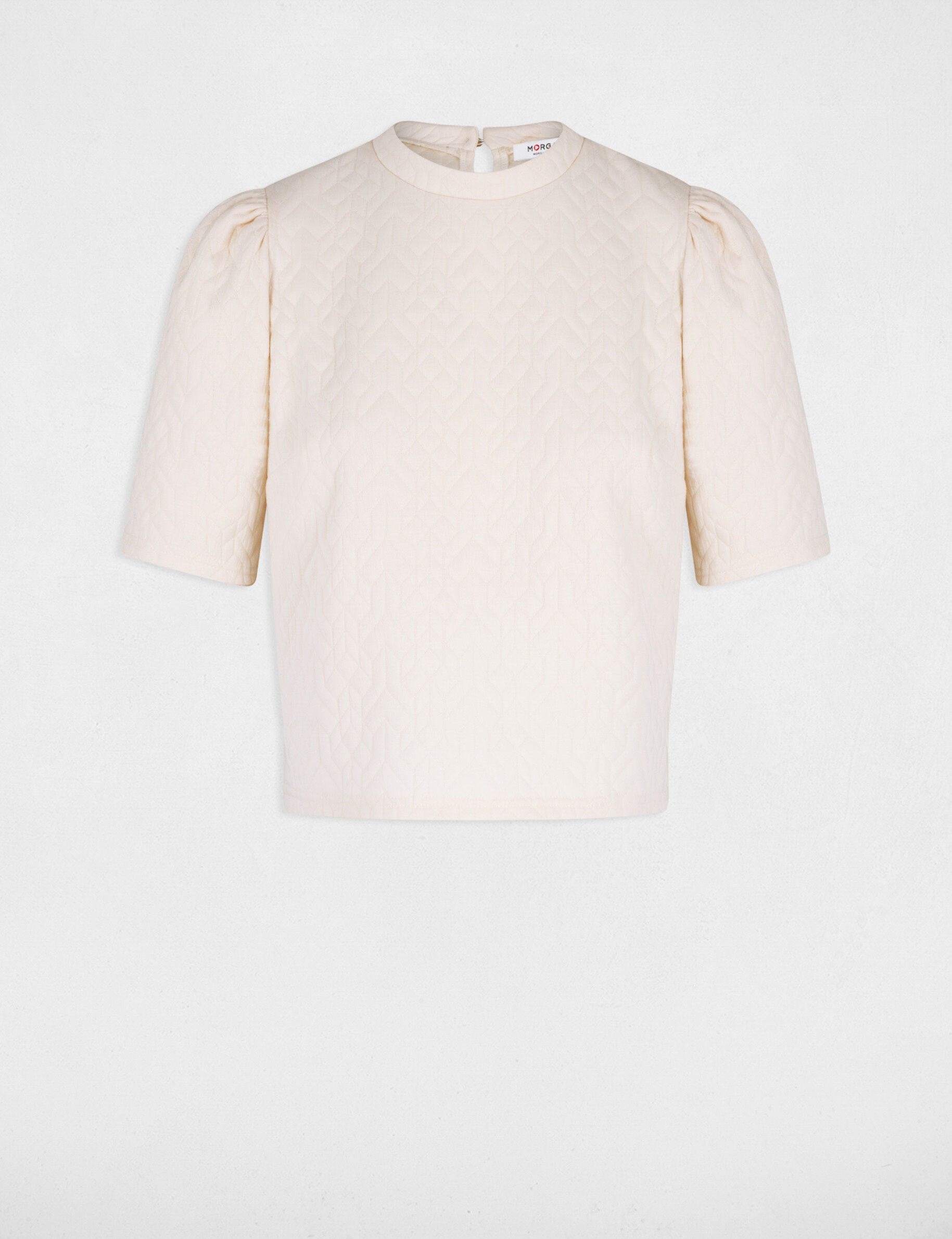Sweat manches courtes matelassé ecru moyen femme - ecru_moyen