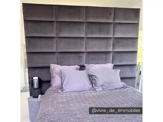 Panneaux muraux tête de lit - 180 cm - Velours - Gris - BONTE de Pascal Morabito