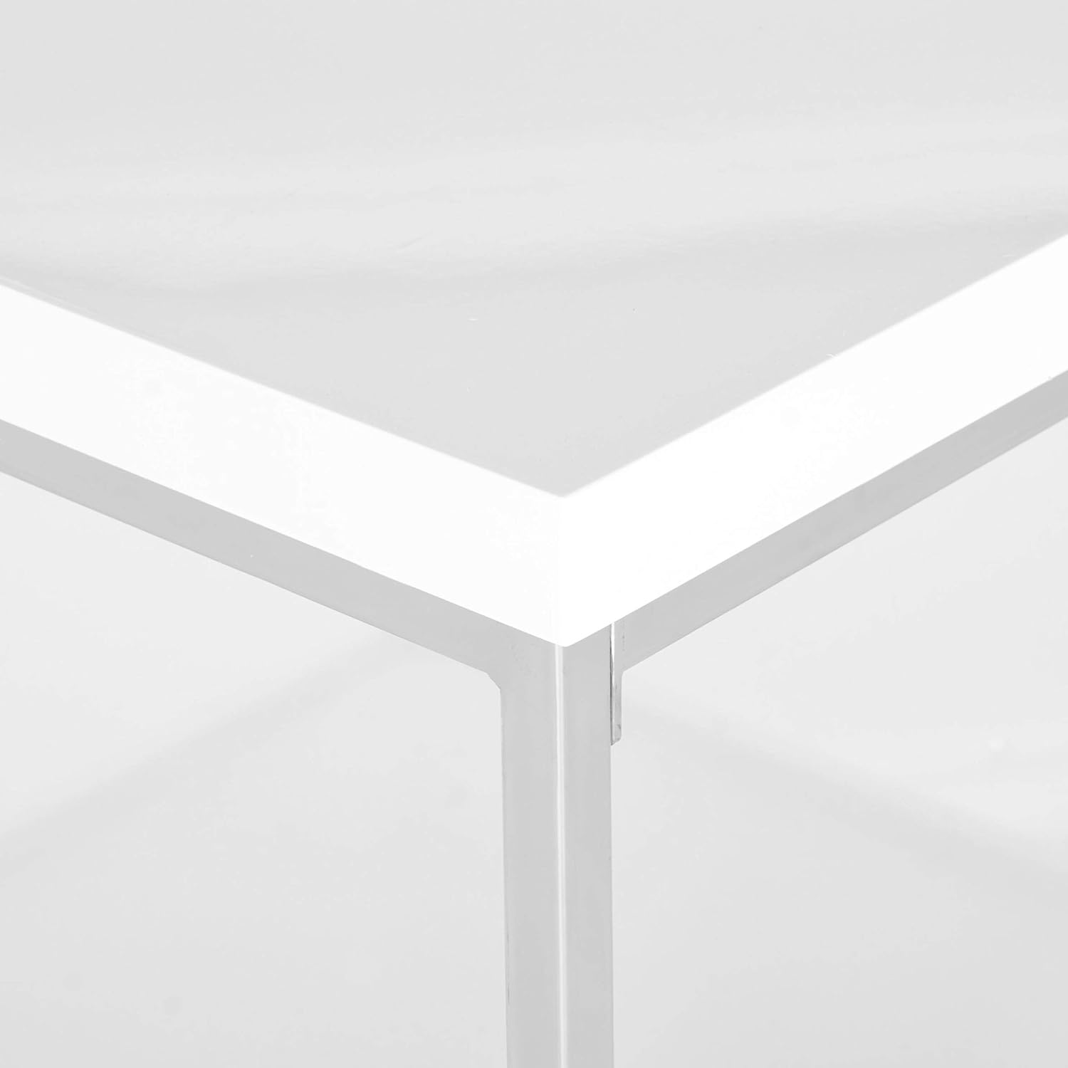 SAFAVIEH Glam Wooden Accent Table, in White and Chrome, 90 X 90 X 39.87