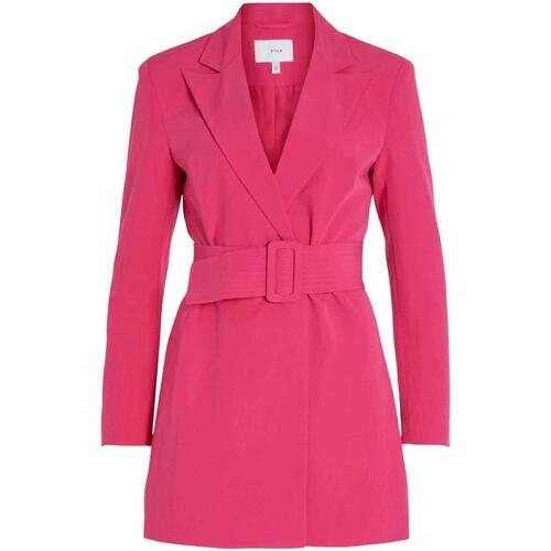 Vila - VIGERY L/S V-NECK SHORT DRESS Rosa