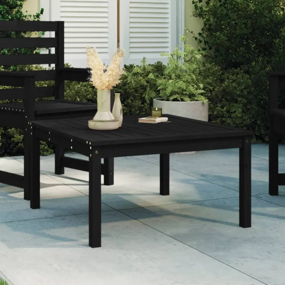 vidaXL - Tuintafel - Zwart - Massief grenenhout - 82.5 x 82.5 x 45 cm