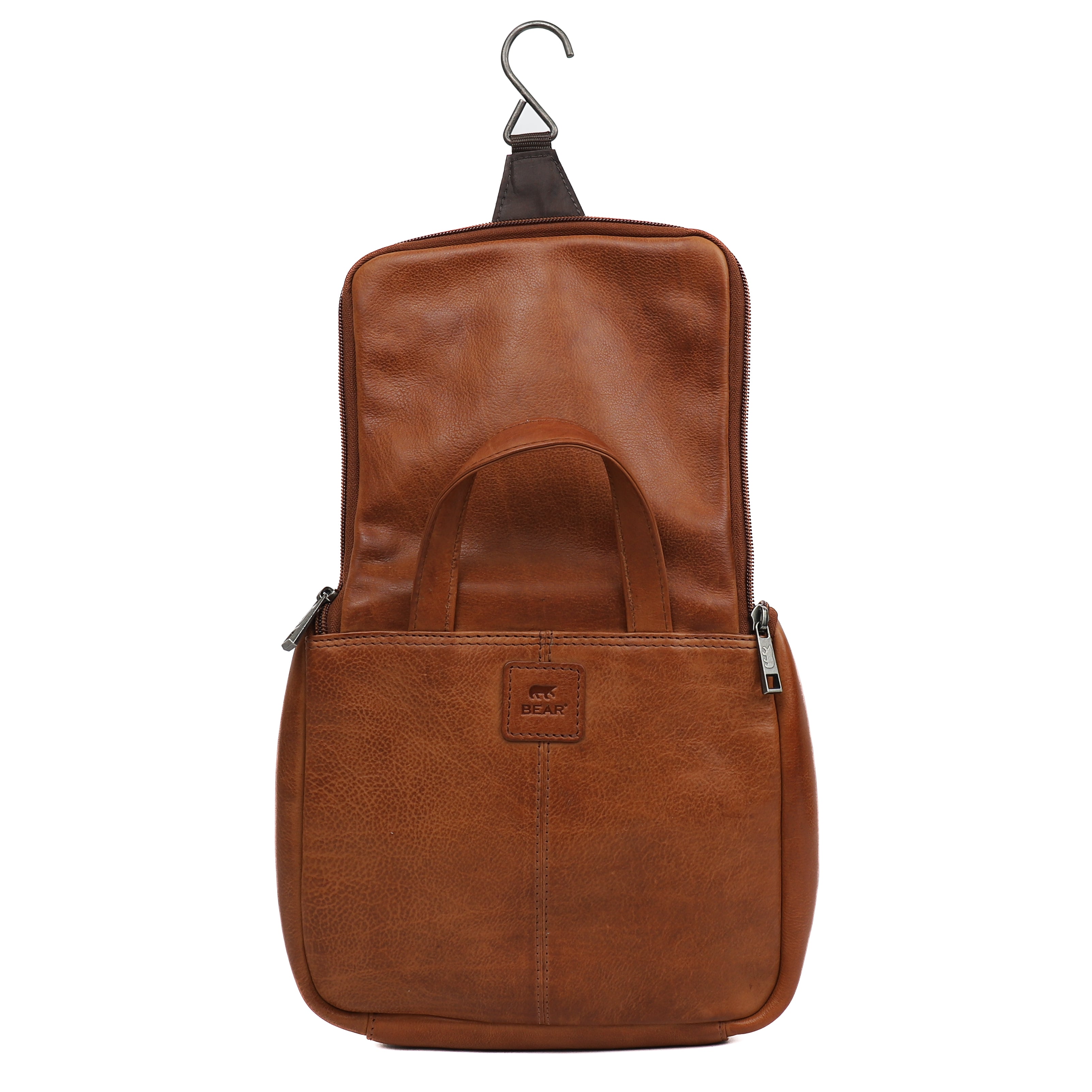 Ophangbare toilettas met haak 'Martin' cognac