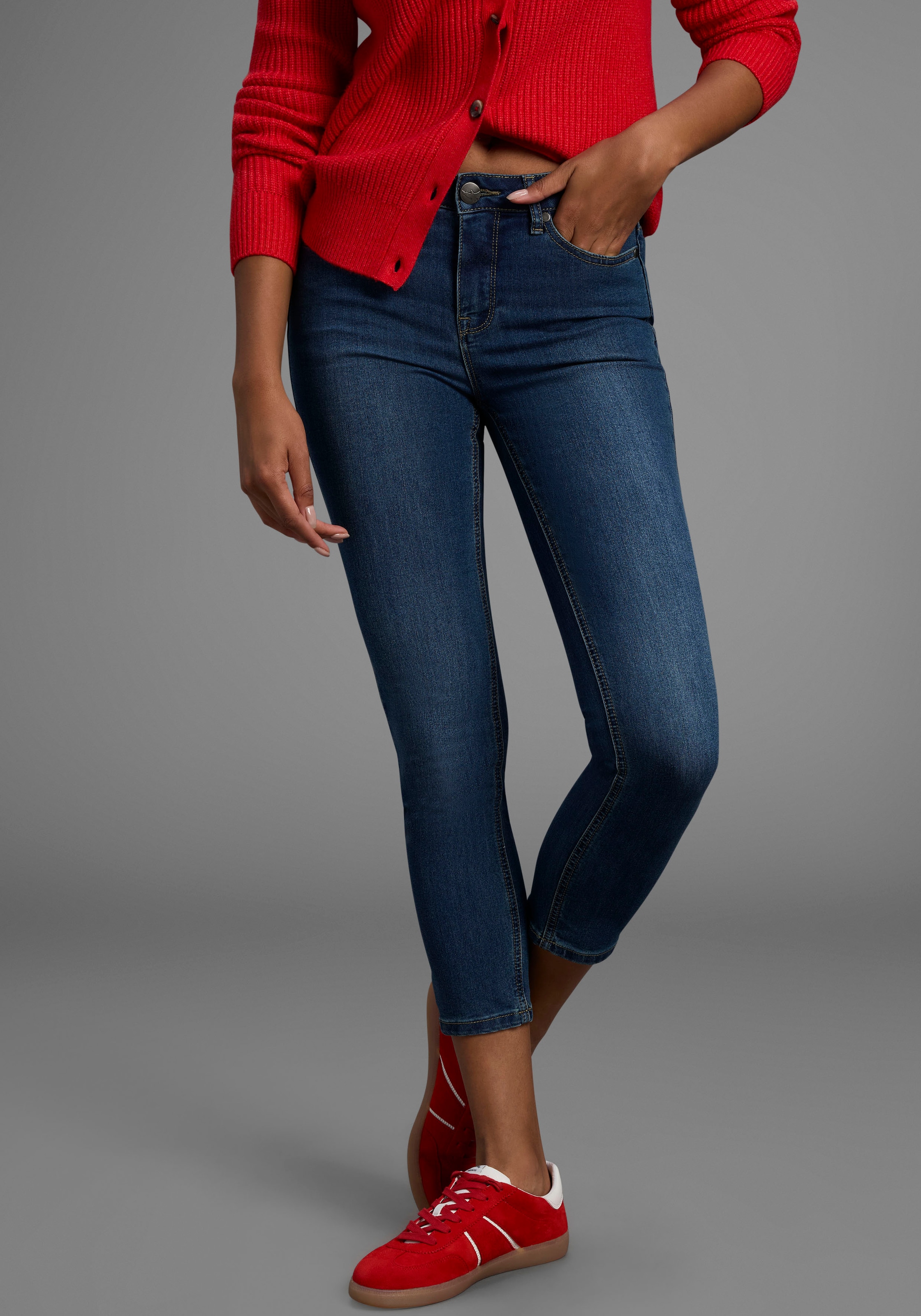 Arizona 7/8-Jeans »Shaping«, eng anliegend,  Röhrenjeans,  Used-Waschung,  High-Waist,  7/8-Länge