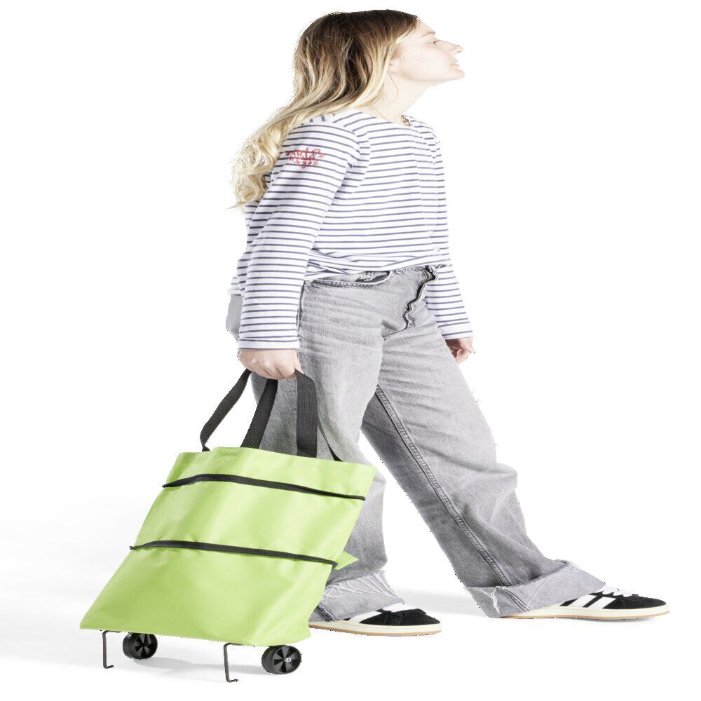 Sac de courses ajustable à roulettes 20L orange ou vert