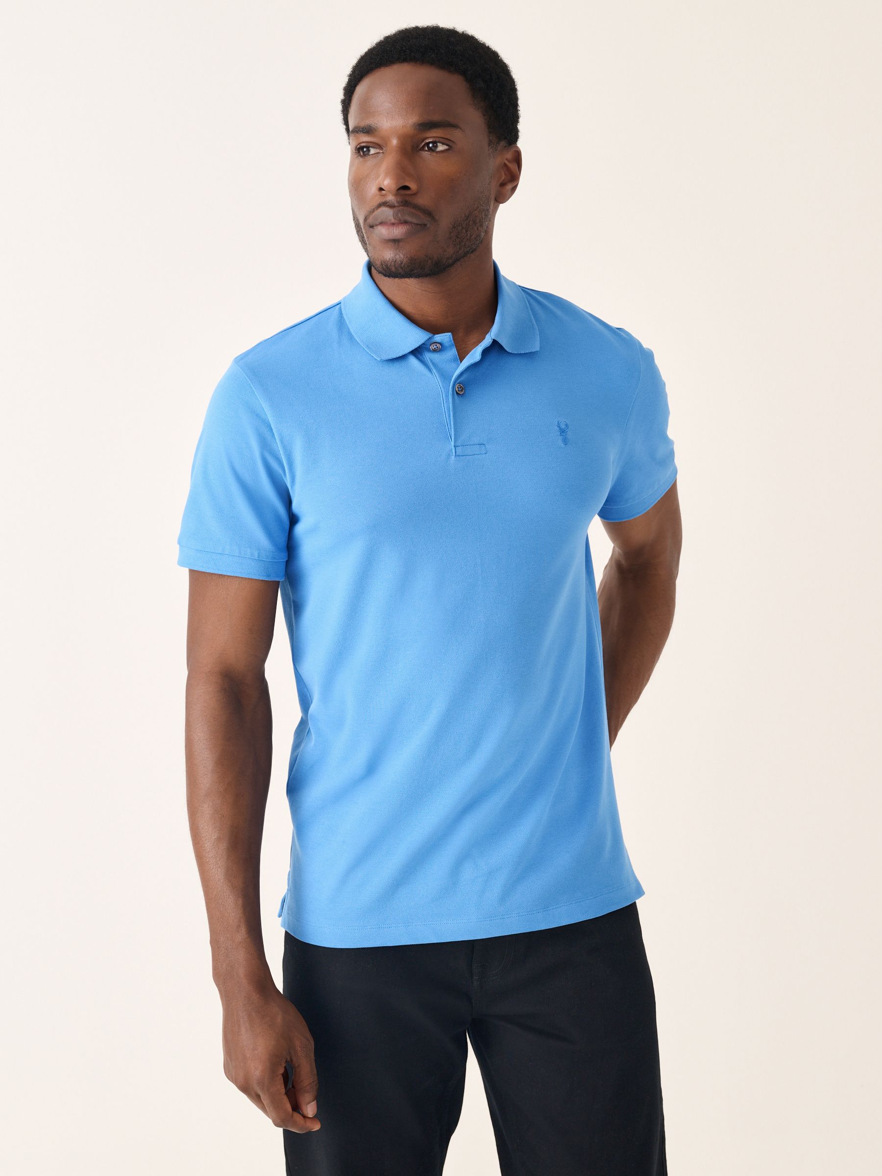 Blauw - Slim Fit - Long-Sleeve Pique Polo Shirt