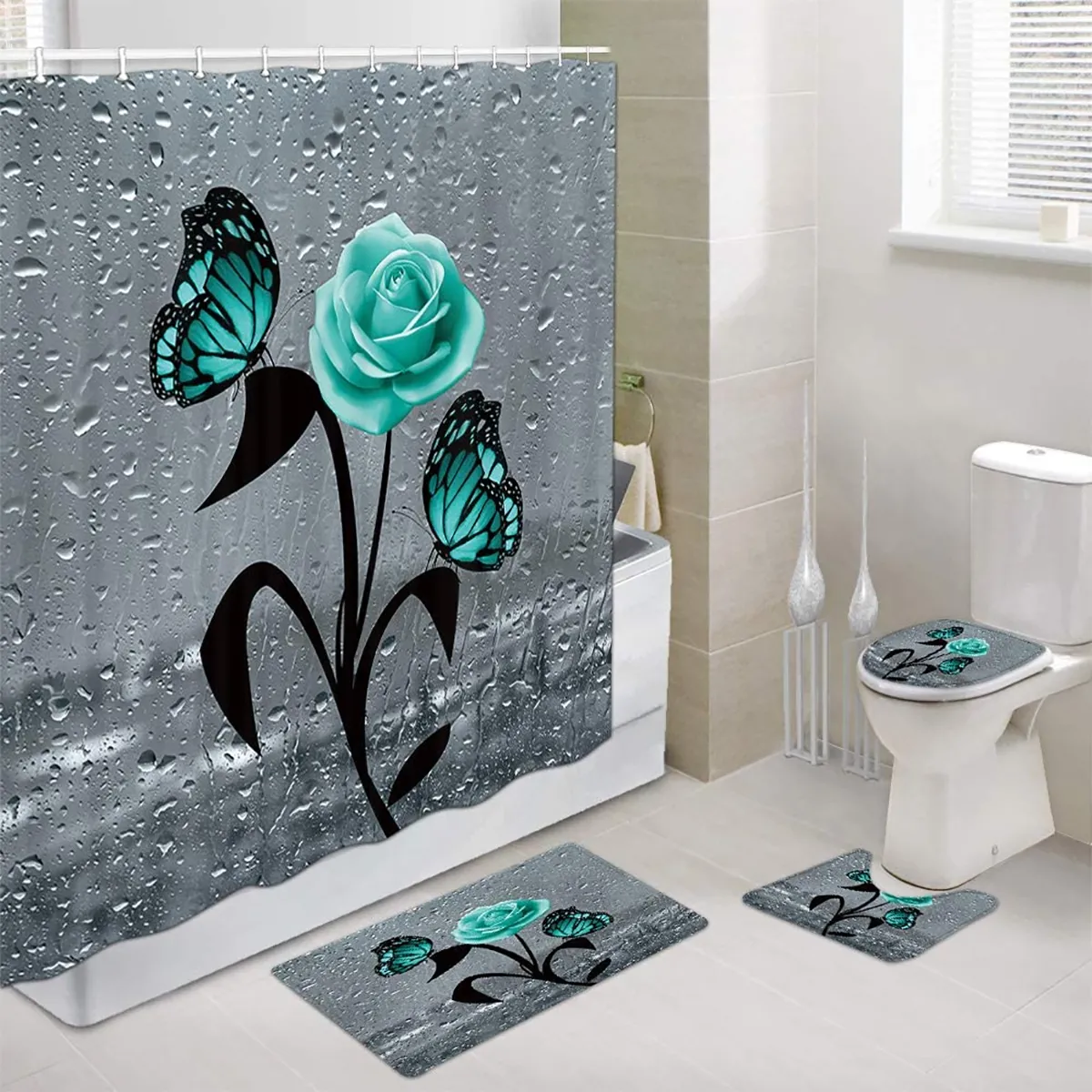 Universal Rideau de douche Papillon Vert