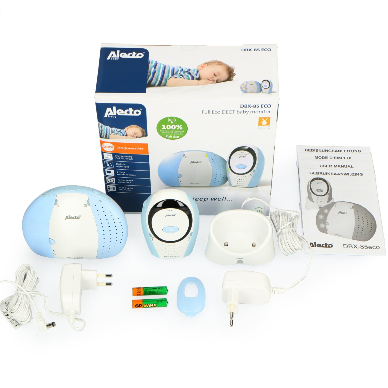 Alecto DBX-85 ECO - Audio DECT Babyphone - Gegensprechfunktion -Nachtlicht
