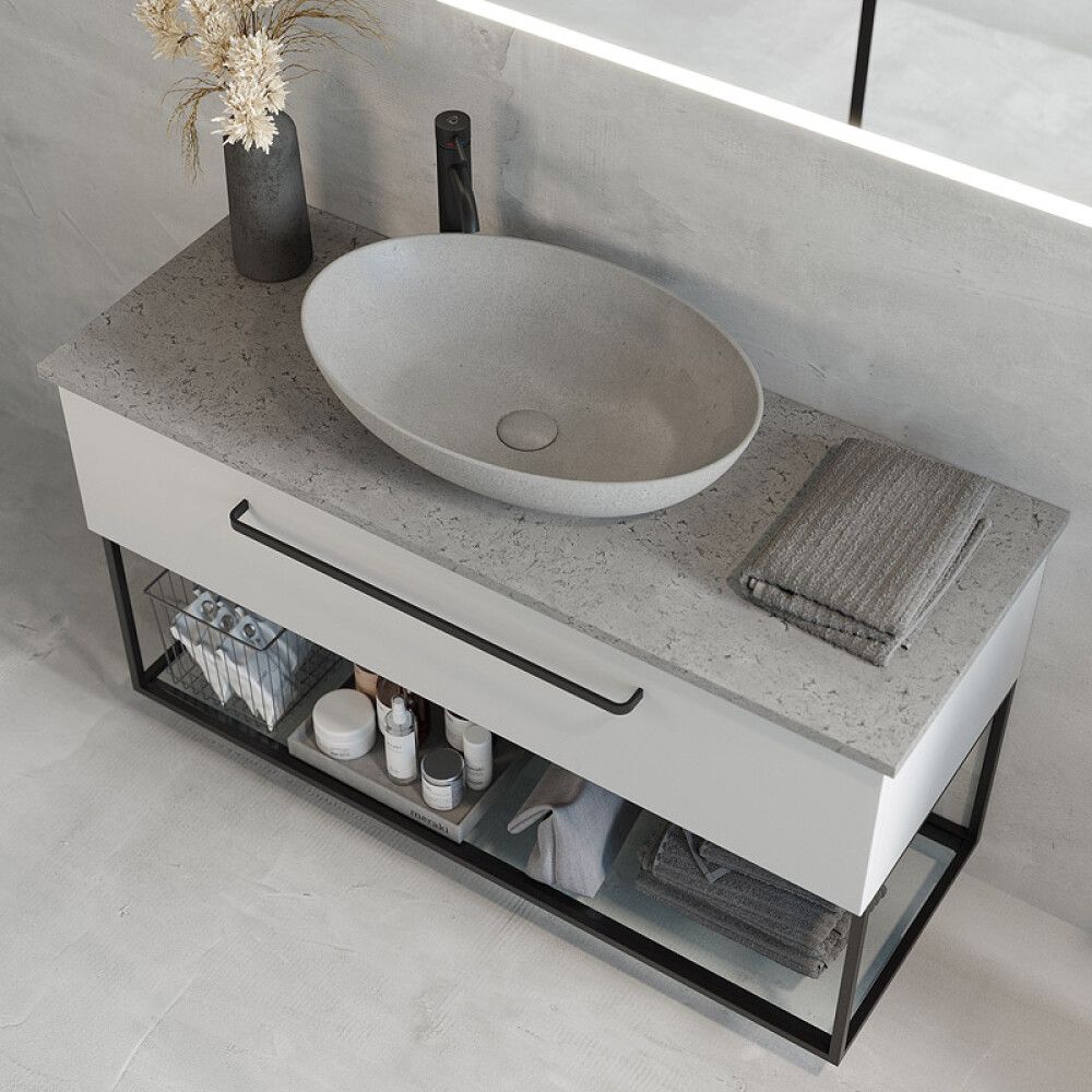 BADEROMSMØBEL CAMARGUE SKÄRGÅRD IQ+ HVIT MATT/BETONG 120 CM