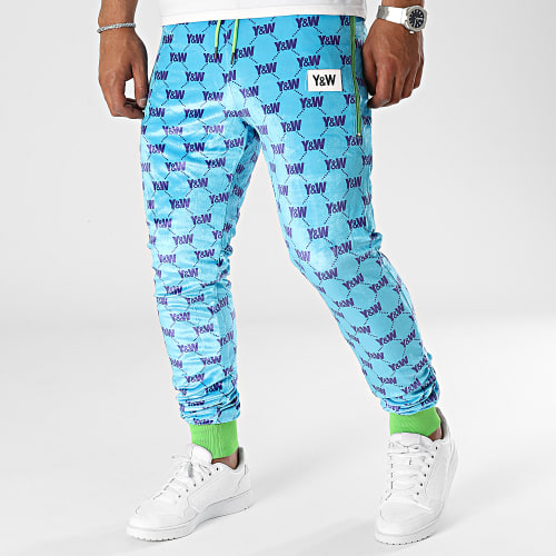 Pantalon Jogging Multi Colors Rose Bleu Clair Réversible