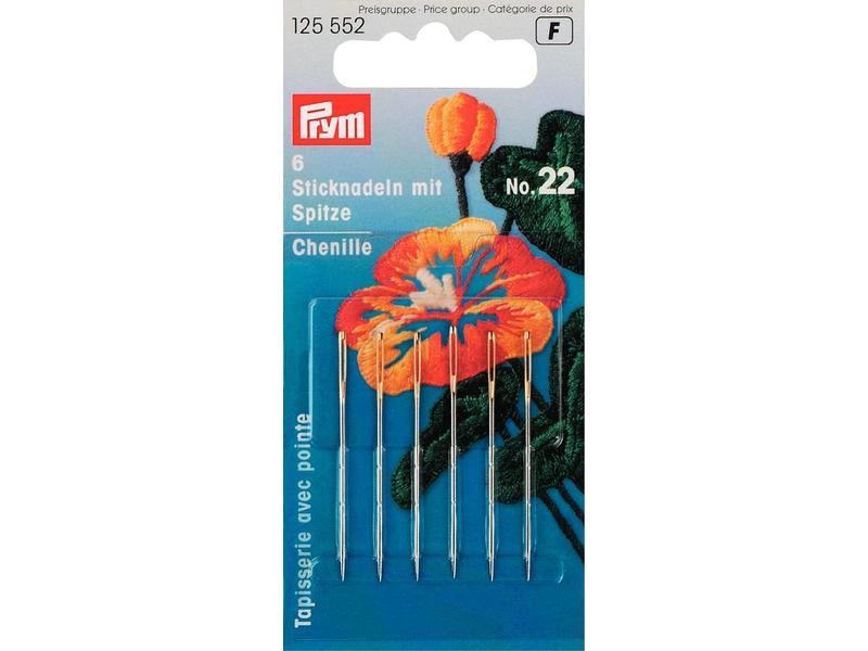 Prym Sticknadel Nr. 22, 6 Stück Nadeln geeignet für tolle Stickarbeiten