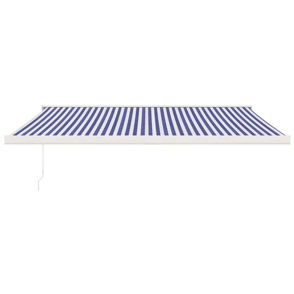 Auvent rétractable bleu et blanc 4,5x3 m tissu et aluminium