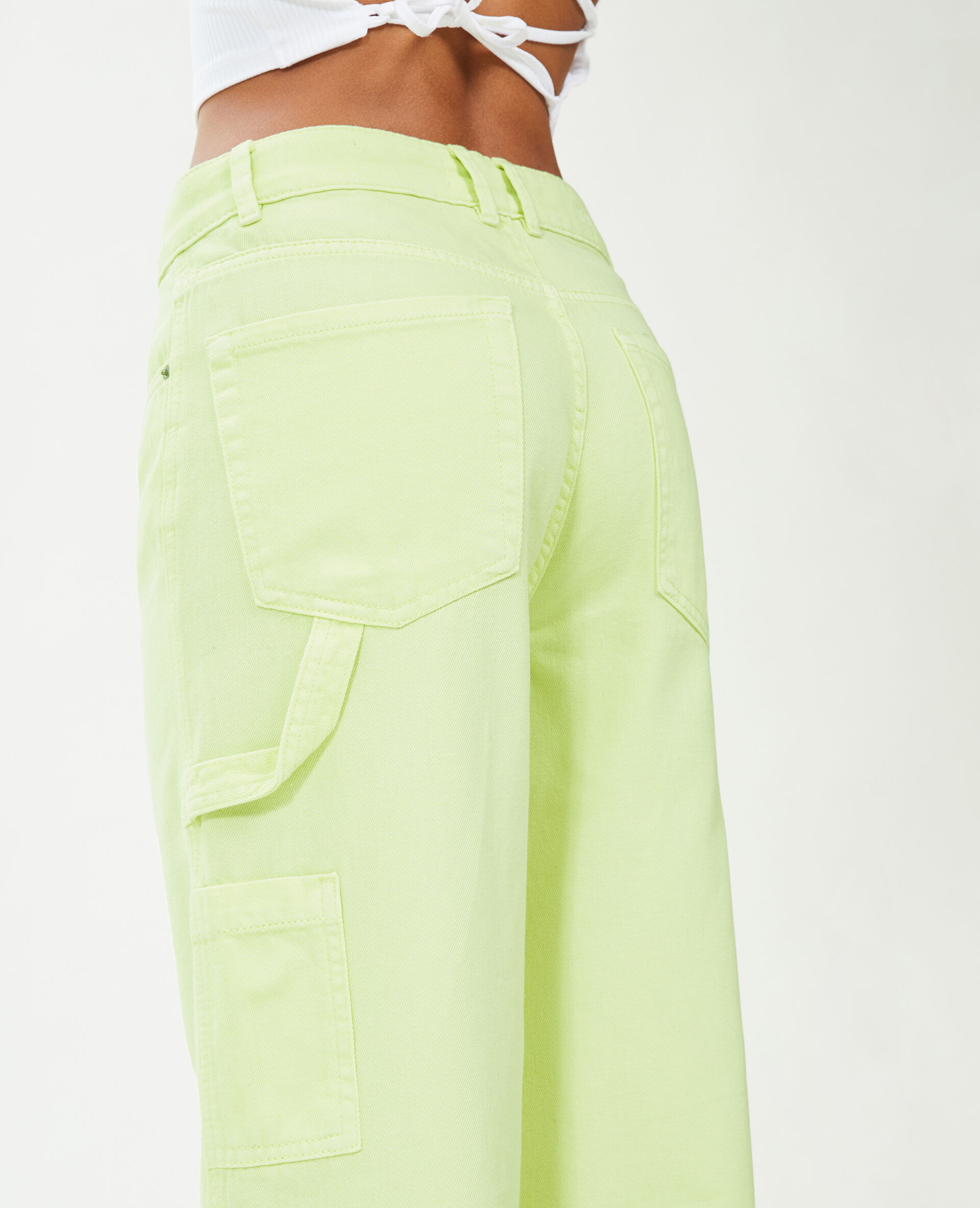 Jean cargo large - Jaune fluo