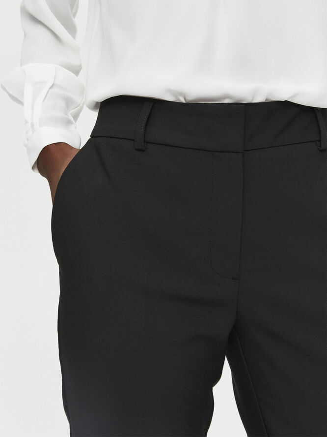 Selected Femme SLFRITA MW SLIM PANT BLACK B NOOS Sort