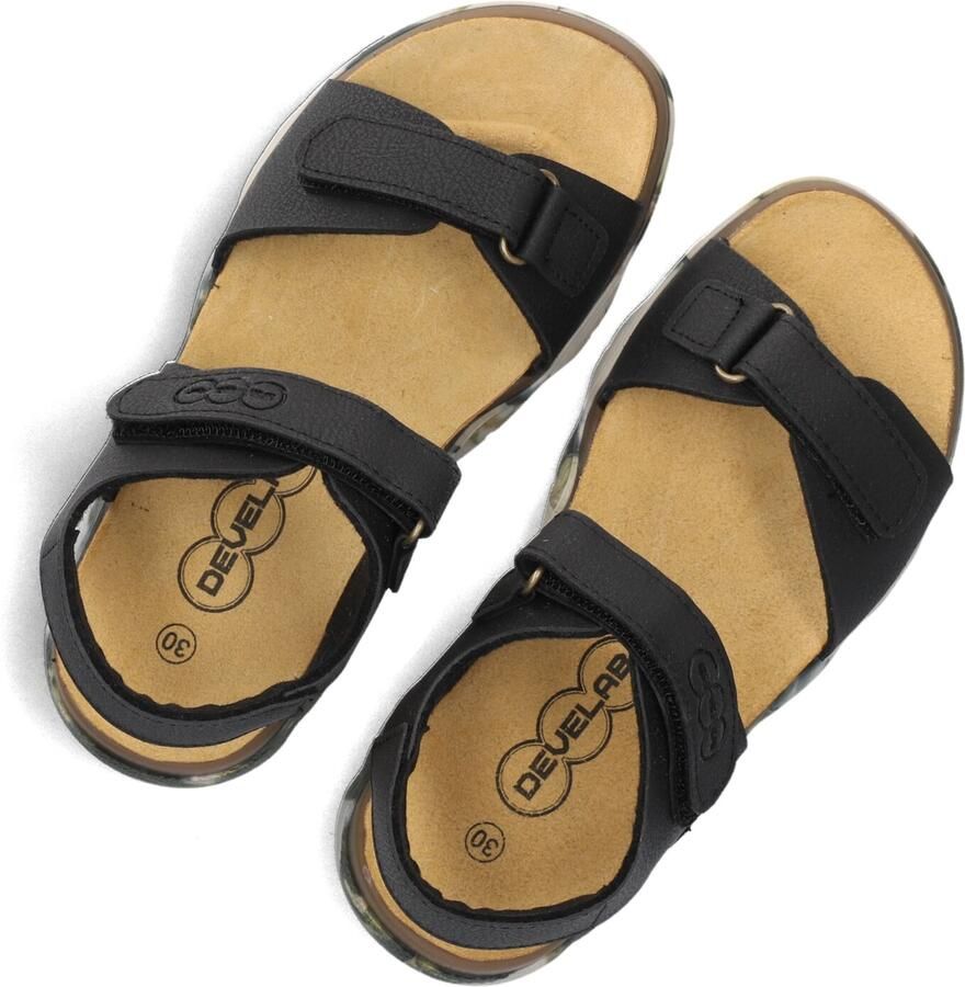 Develab Velcro Sandalen zwart Imitatieleer