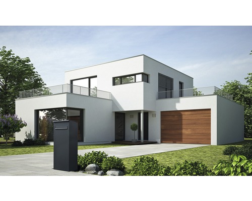 MEFA pakketbrievenbus, gegalvaniseerd staal, BxHxD 421/1010/344 mm, Eiken 481, antracietgrijs RAL 7016, glanzend, achteringang