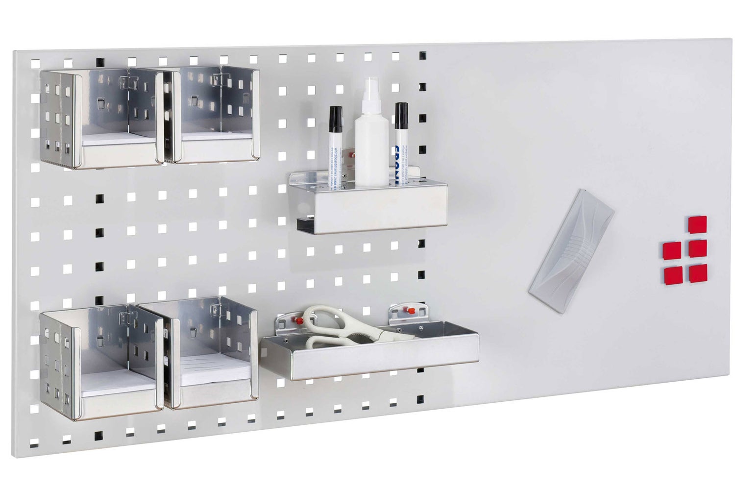 Kappes LogoChart® Office Set #3 1x Geperforeerd bord 1000x450mm 1x Accessoire assortiment 15-delig aluminium kleur
