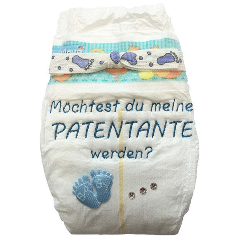 Tanjo Bestickte Windel Patentante für Taufe blau