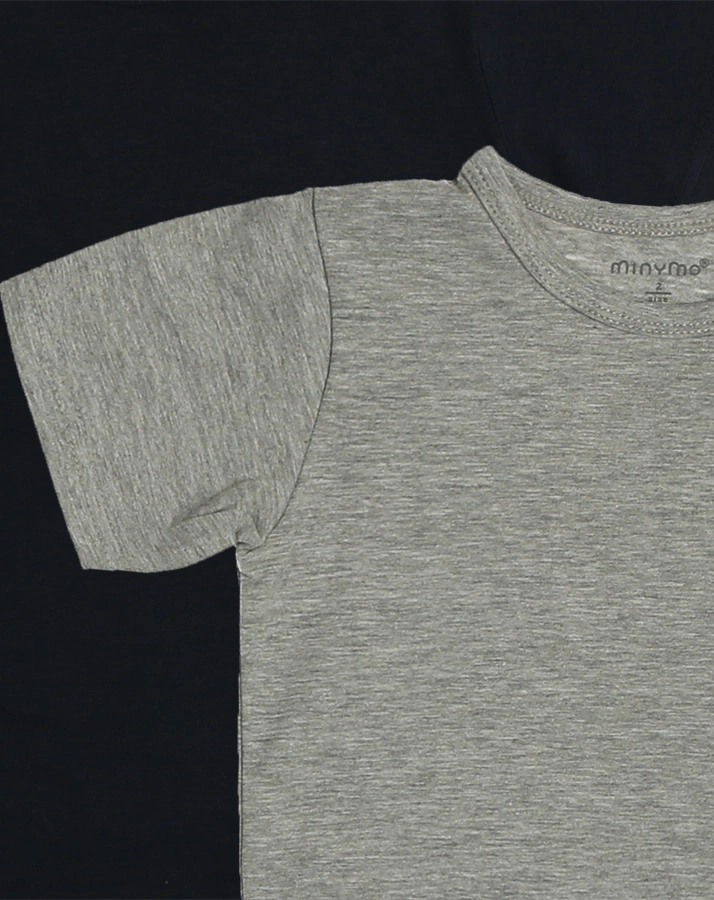 T-Shirt BASIC KNIT 2er-Pack in marine/grau melange