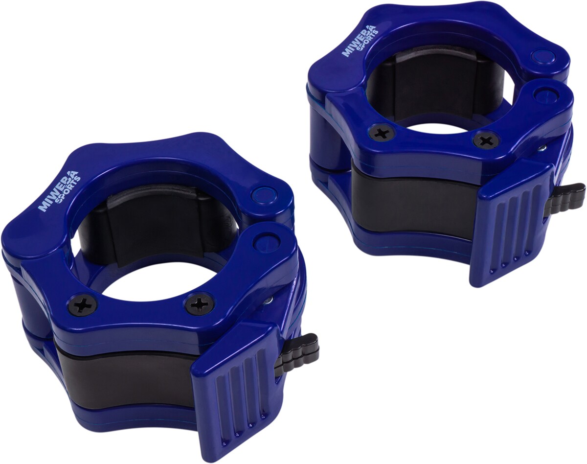 Miweba Sports Hantel-Schnellverschluss, für Olympiastangen mit ø 50/51mm, 2er-Set, Gummibeschichtung (Blau)