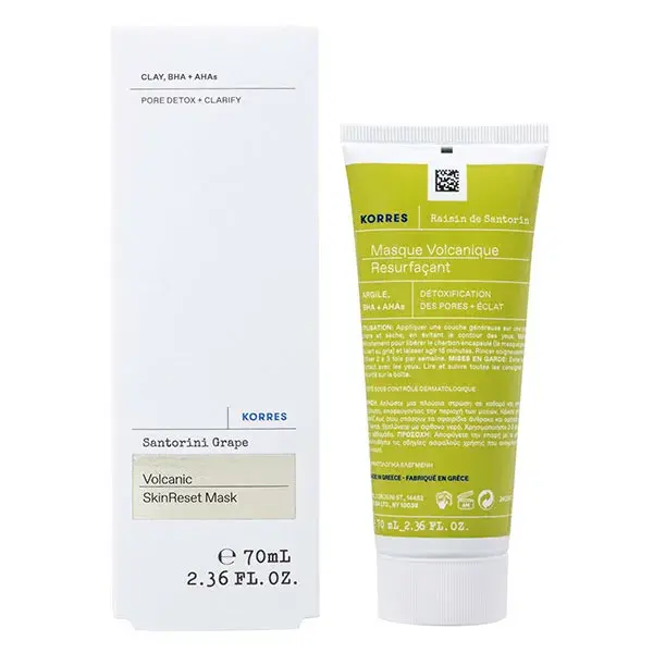 Máscara Facial de Uva Santorini Korres 70ml - Rejuvenescimento Vulcânico
