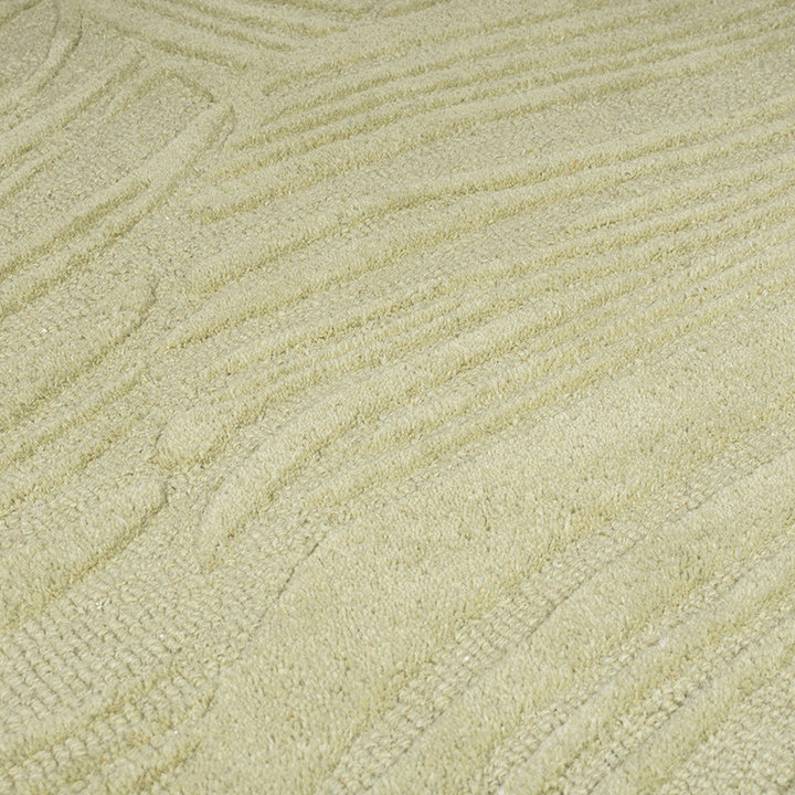 Rond modern vloerkleed - Solacio Leaves Olijfgroen