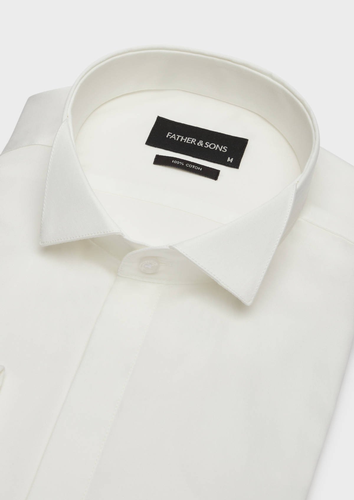 Chemise habillée Slim en popeline de coton écru à col cassé