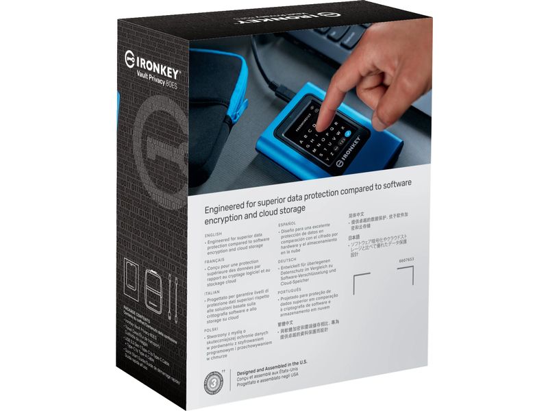 Kingston Externe SSD IronKey Vault Privacy 80 3840 GB Externe Solid State Drive (SSD), FIPS 197-zertifiziert und XTS-AES 256-Bit-verschlüsselt