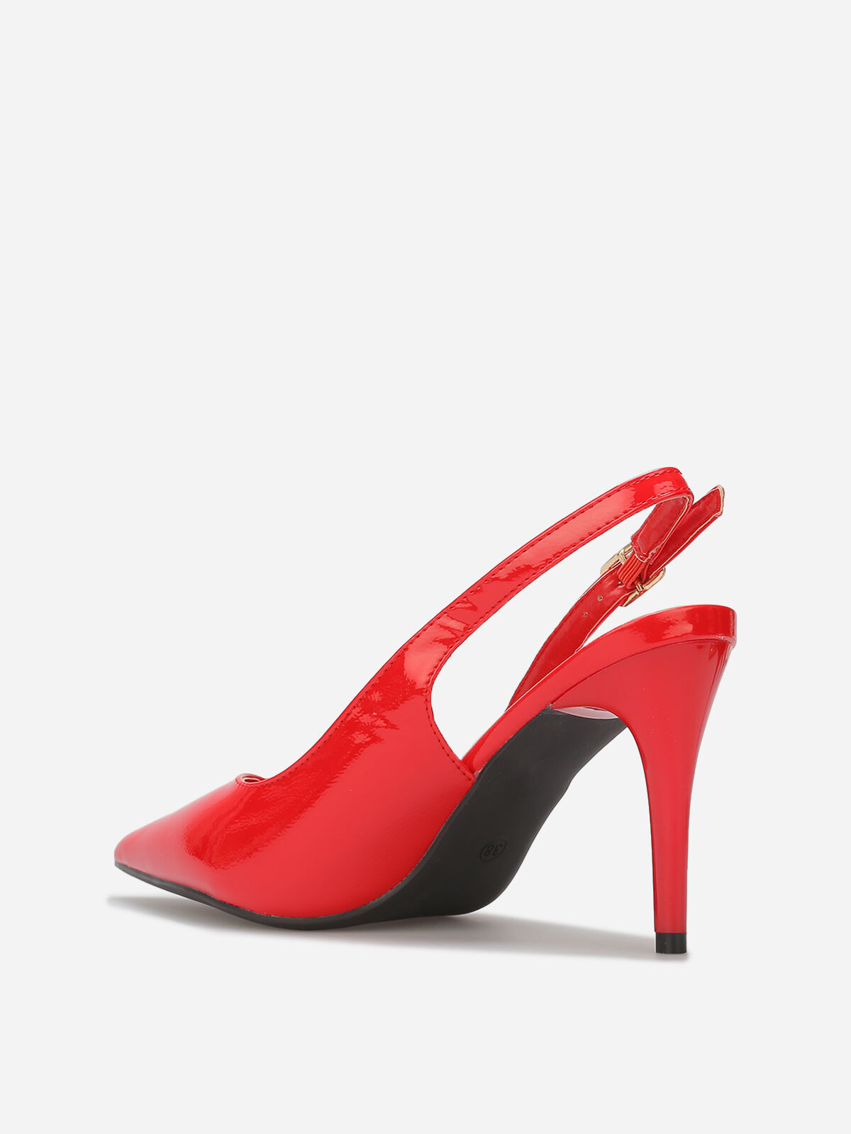 Escarpins slingback texturées vernies- Rouge