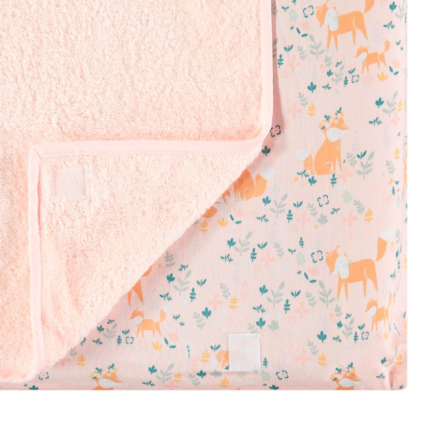 Housse de matelas à langer avec tapis en éponge et imprimé renards - Rose