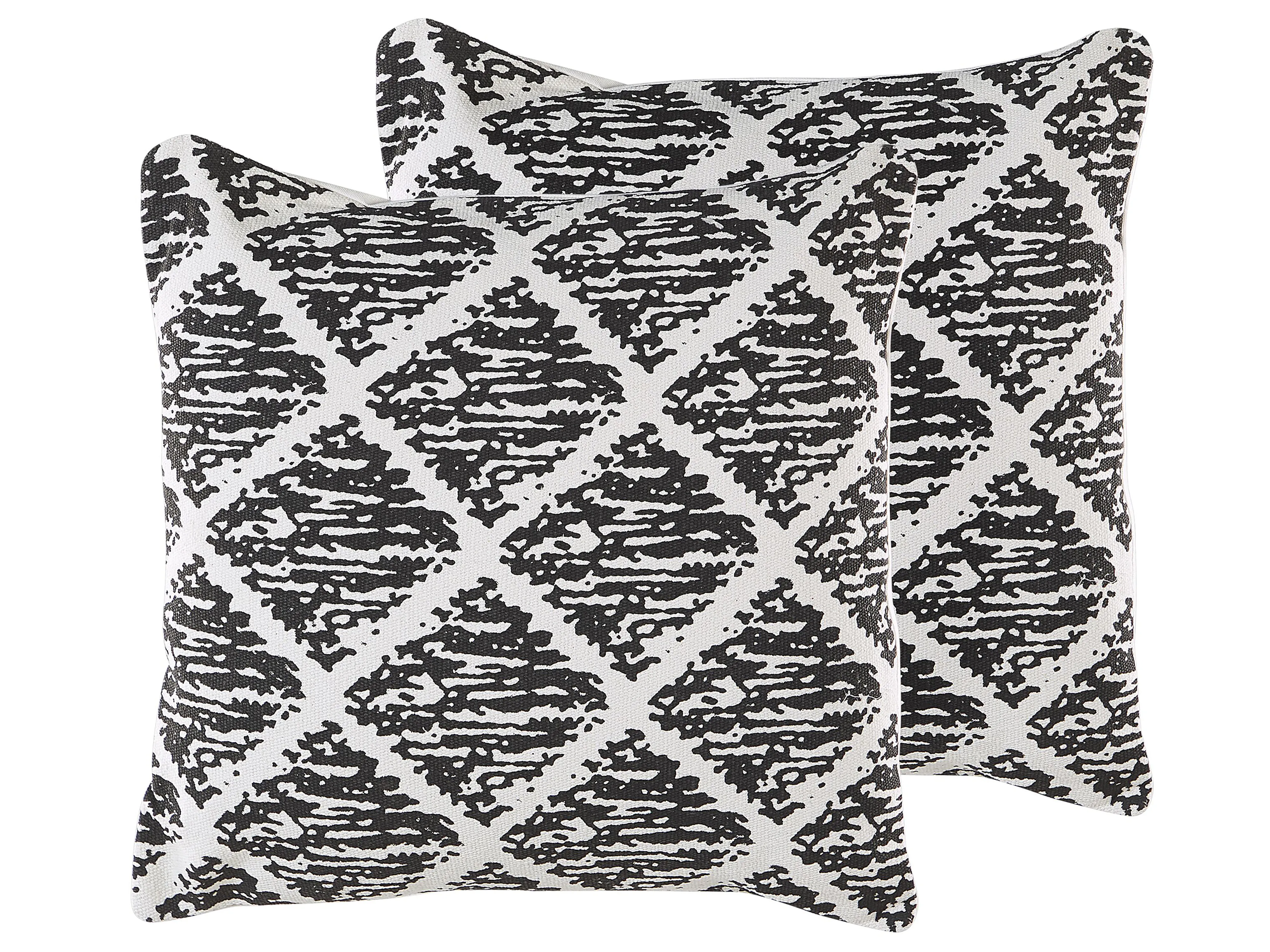 Set van 2 sierkussens HAZRO Katoen 45 x 45 cm Zwart geometrisch patroon