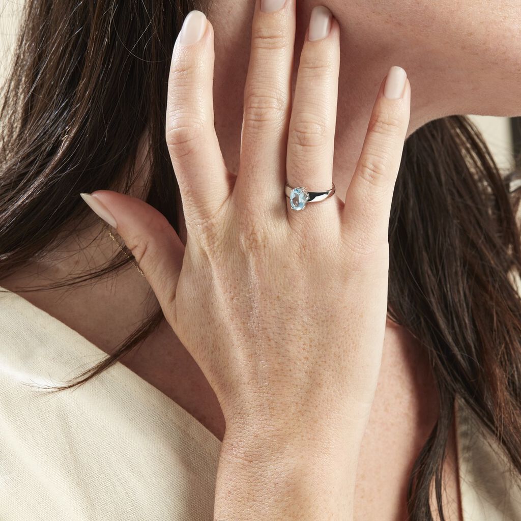 Bague Cassius Or Blanc Topaze Bleu Sky