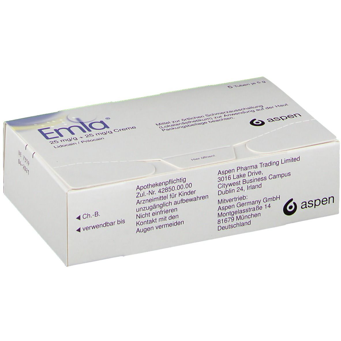 Emla® 25 mg/g Lidocain + 25 mg/g Prilocain