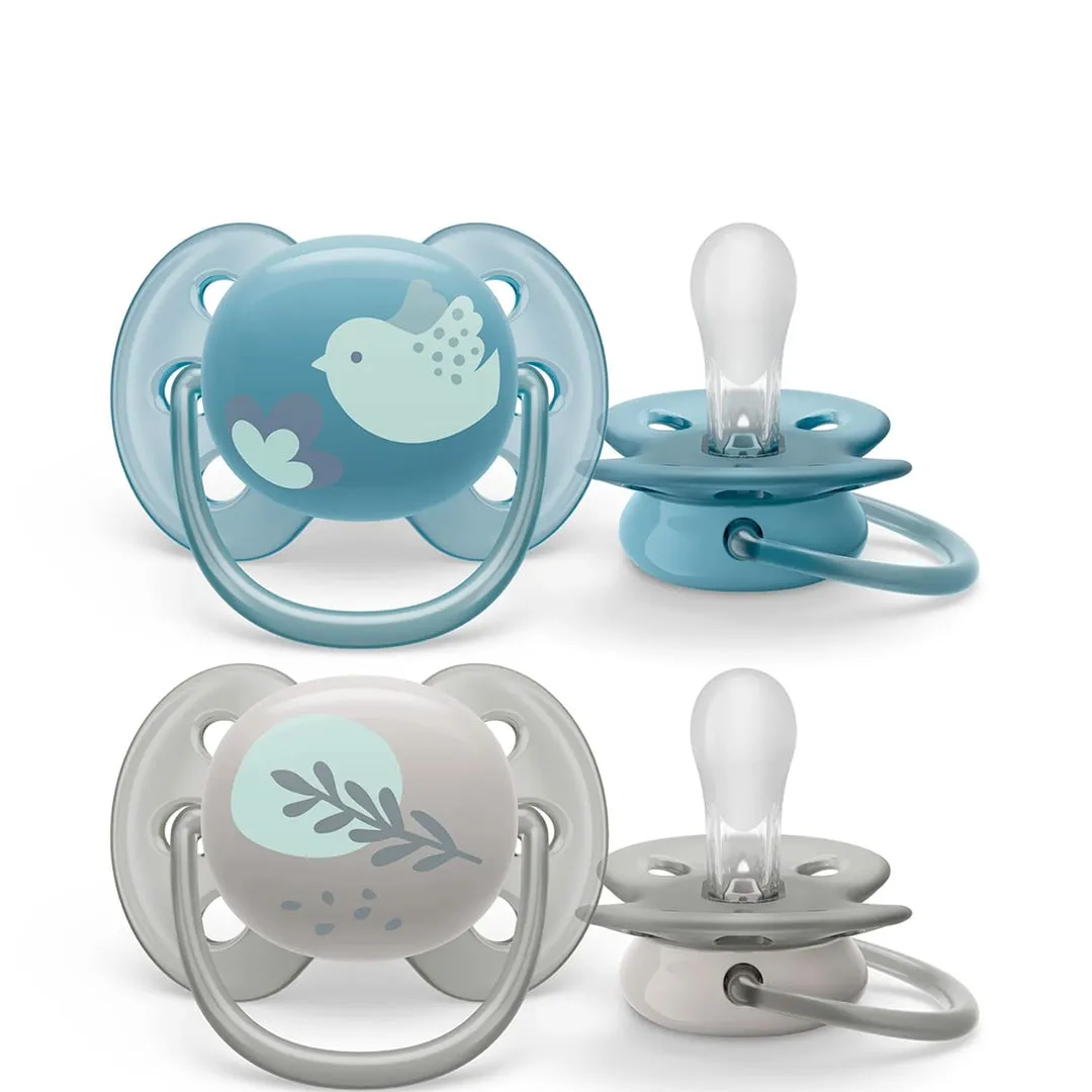 Philips Avent Suce Ultra Douce 6-18 mois Colombe Bleue  Feuille Argentée (2)