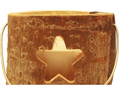 Houten stervormige lantaarn, Ø 18 cm, H 15 cm, bruin