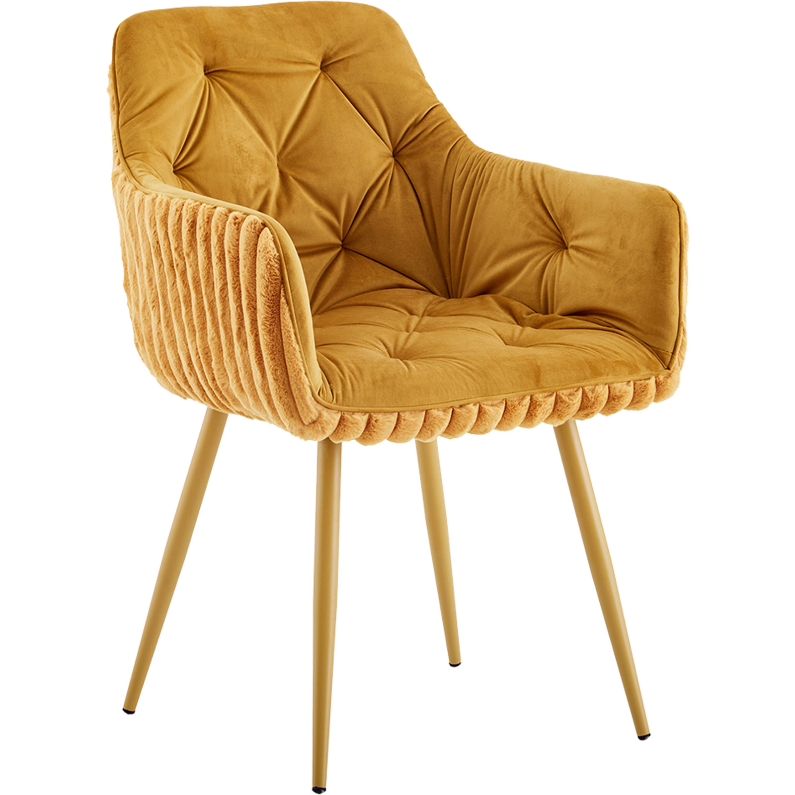 Polsterstuhl Fluffy Samt/Cord senf