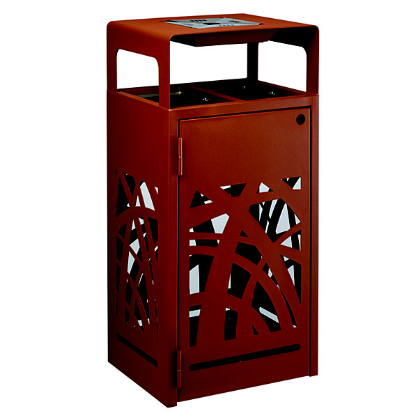 Corbeille à poser ou à fixer cybel anti-nuisible - 2x60l - avec cendrier 1.5l - effet corten