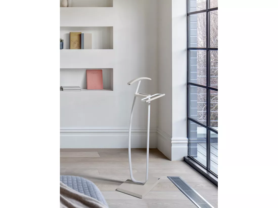 Valet de nuit - H115cm x L48cm x P30cm - hêtre massif taupe/blanc - City