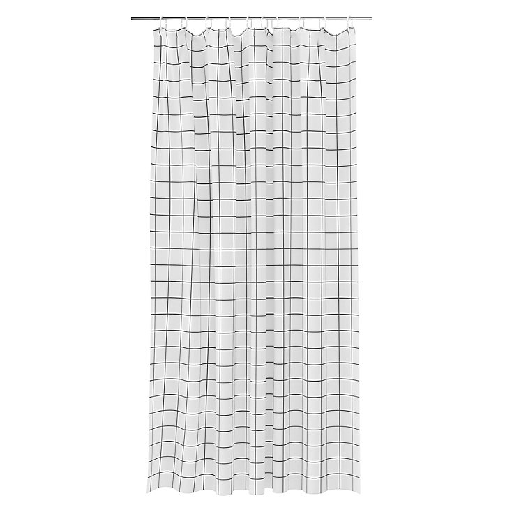 Rideau de douche blanc et noir Aetna 180 x 200 cm GoodHome