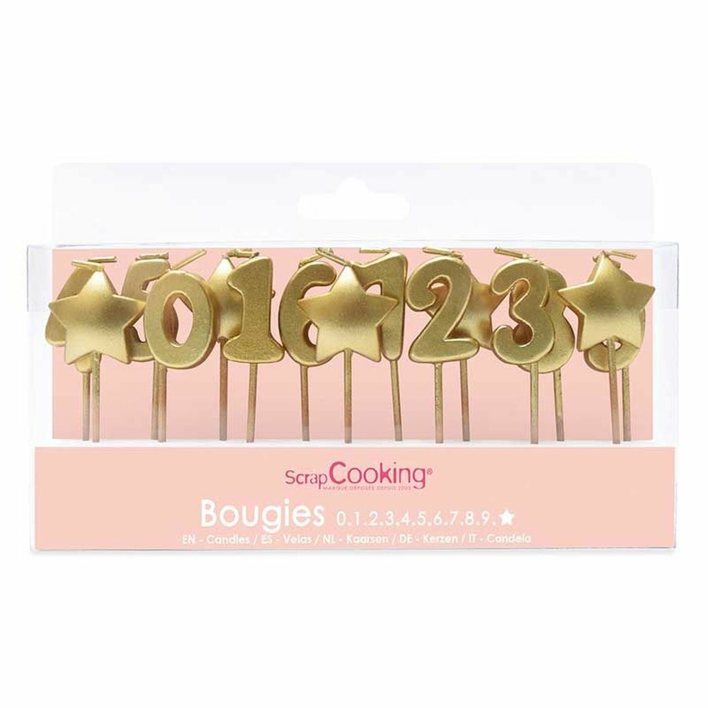 30 bougies d'anniversaire étoiles dorées