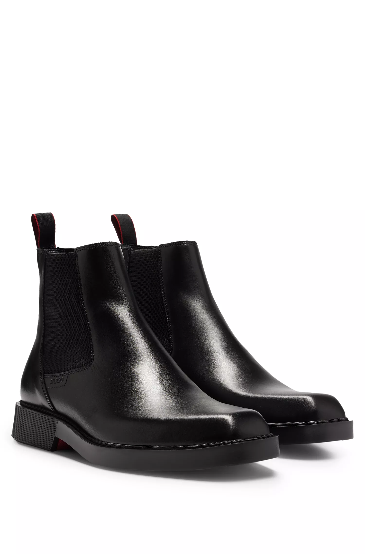 Botas Chelsea HUGO em couro napa vermelho com detalhe do logotipo