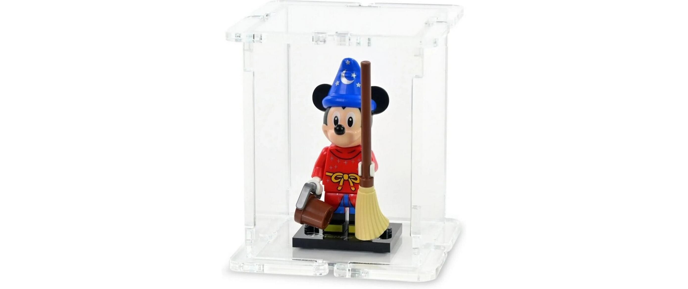 Baukasten Acryl-Display für 1 LEGO-MinifigurAcryl-Display-Box mit transparentem Boden und 2 Noppen