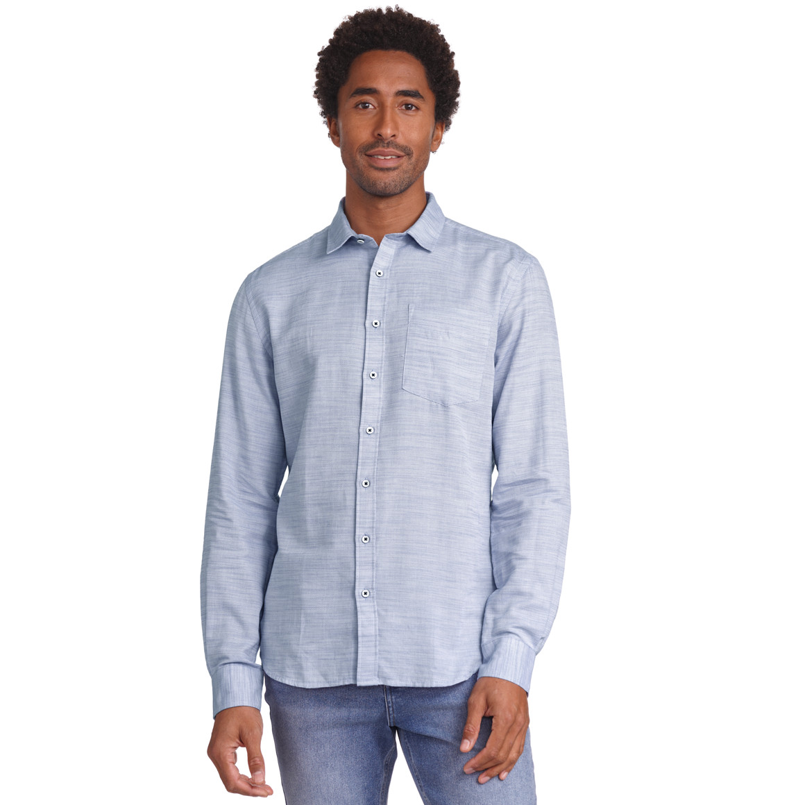 VanVaan Herren Hemd in Melange-Optik blau