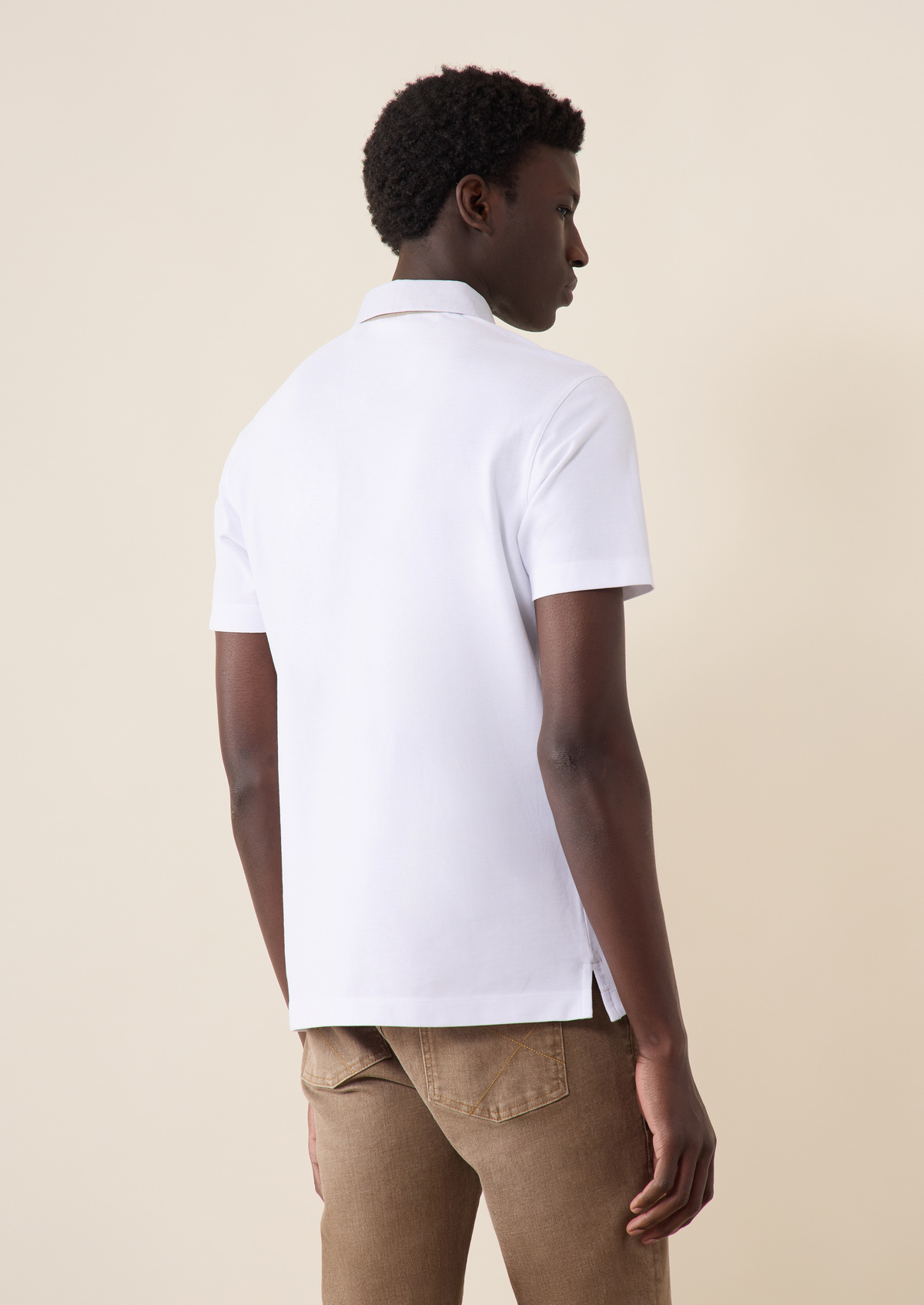 Polo manches courtes Slim en coton uni blanc