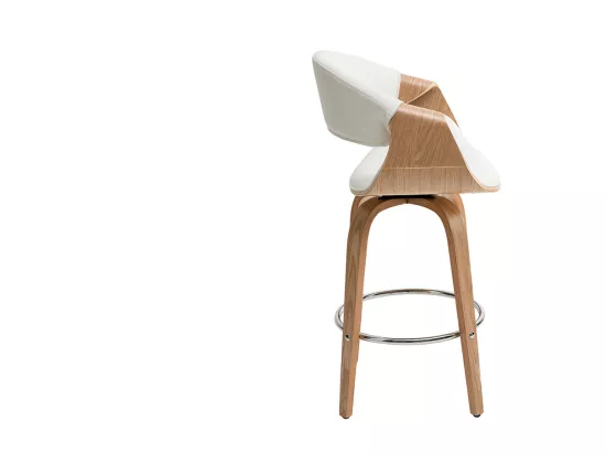 Tabouret de bar design blanc et bois clair 65 cm ARAMIS