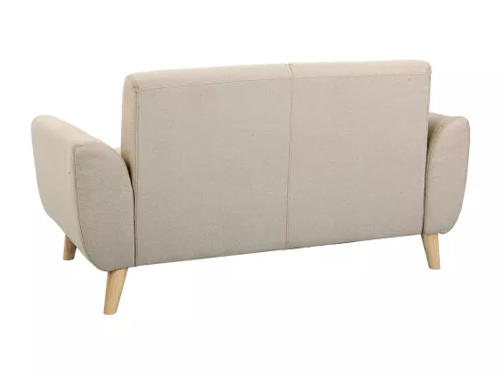 Canapé scandinave 2 places en tissu beige et bois clair EKTOR